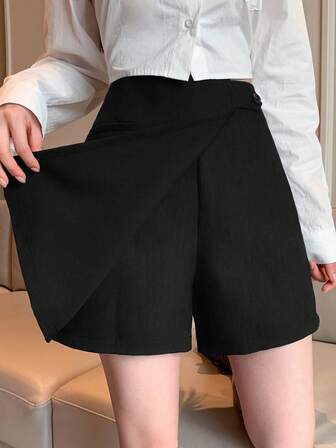 FRIFUL Women's Gray Shorts Skirt, Commuter Style, Spring/Summer