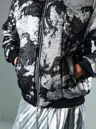 Street Life Men's Fashion Zipper Dark Textured Padded Coat