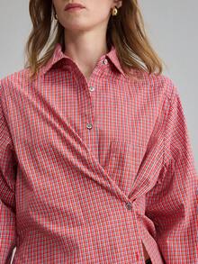 Ontre قميص نسائي أسيمتري طويل الأكمام مفكك التصميم مربع، مناسب للتنقل الحضري والأعمال والارتداء اليومي، خريف/شتاء