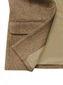 Franclia Áo khoác Blazer tay dài màu cà phê thanh lịch tối giản đa năng - Màu Khaki - Xem 5