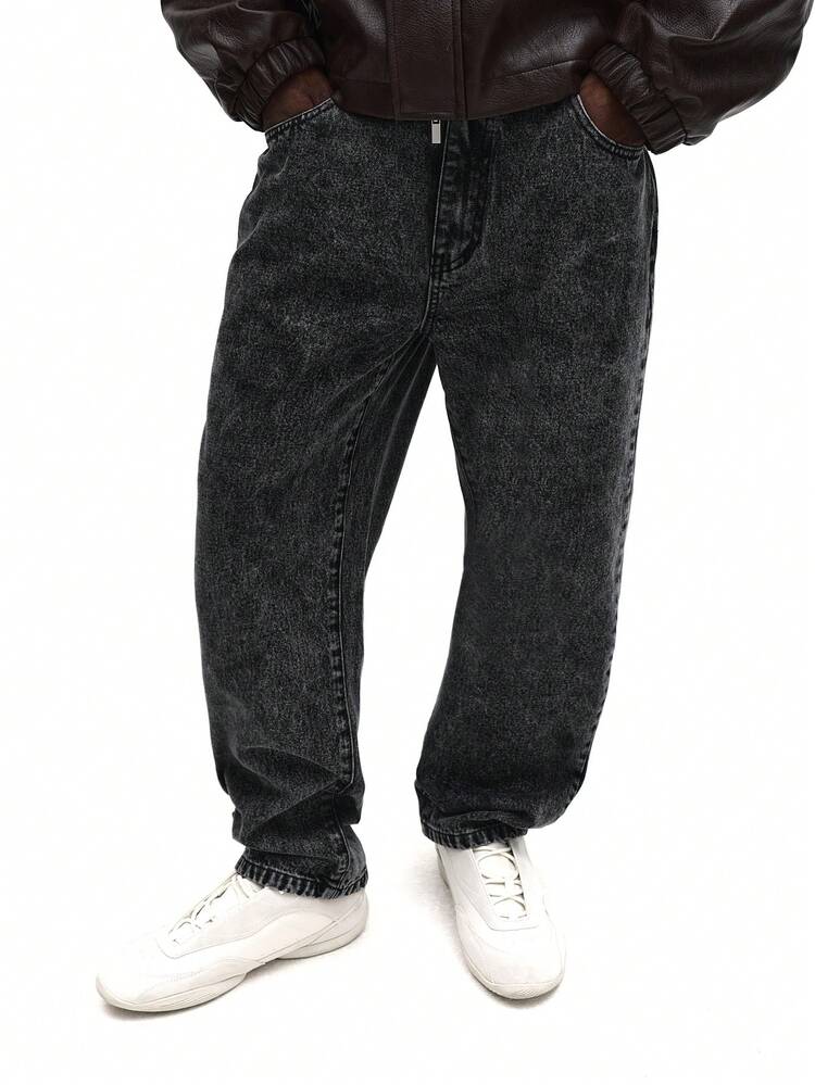 Acid Wash Straight Fit Denim Jeans