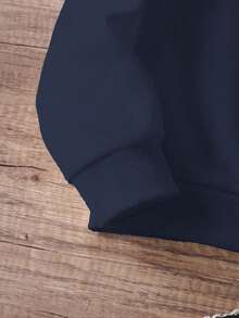 SHEIN Teen Girl Blue Floral Print Casual Sweatshirt, Loose Fit Pullover Top, Suitable For Winter Wear - Blue - View 3