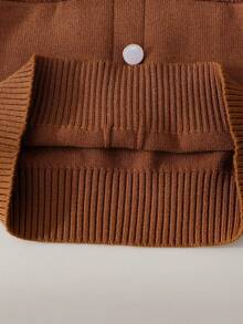 SHEIN Baby Girls Sweater Co-Ords, Cute 3D Bow Ruffle Trim Knit Sweater Set, Loose Versatile Cardigan + Skirt 2 Pieces Outfit, Long Sleeve Knitted Sweater Set, Suitable For Daily Wear, Travel, Outings In Autumn/Winter Autumn And Winter Two Piece Suit Baby Girl Clothes Brown Baby Girl Dress Baby Girl Clothes Spring Fall Baby Girl Dress Preppy Two Piece Set - Brown - View 7