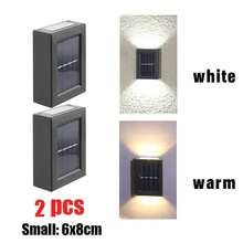 1-6 Peças Luzes de Parede Solares, Luzes Solares LED para Jardim Externo, Luminárias Decorativas de Parede para Jardim, Lâmpadas de Parede de Plástico Impermeáveis de 2 Cabeças para Iluminação Externa, Iluminação de Rua, Decoração de Varanda, Pátio e Gramado de Casa - Multicolorido - Visão 18