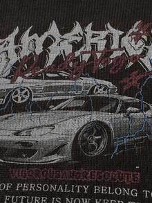 Manfinity EMRG Blogger Stylish Design English Print Men Pullover Sweater, Autumn/Winter Sweater Graphic Men Long Sleeve Knit Y2k Sweater Goth Sweater Grunge Sweater - Black - View 2