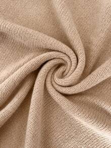 SHEIN 休闲简约高领长袖哺乳上衣 - 卡其色 - 查看 4