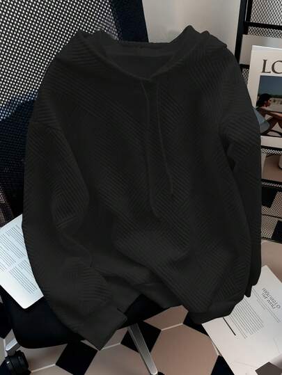 GlowEve Women's Solid Color Drop Shoulder Long Sleeve Casual Drawstring Sweatshirt, Autumn/Winter