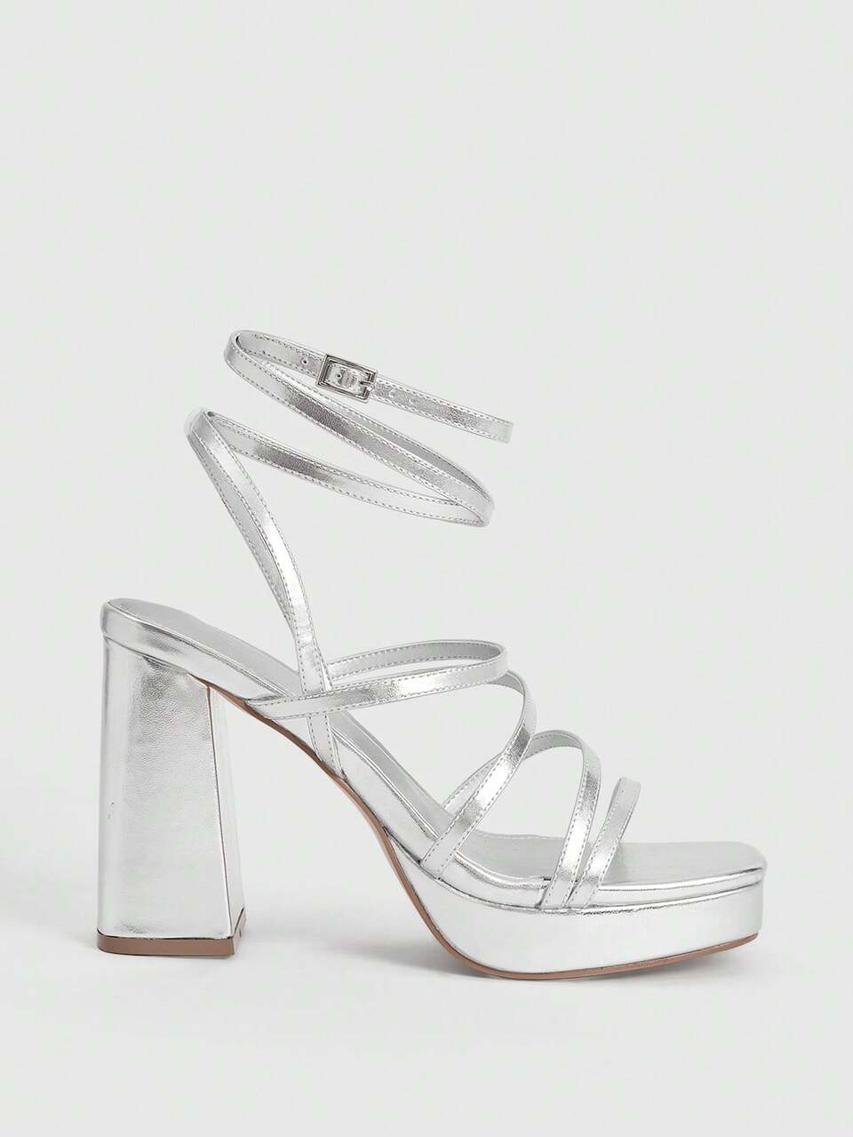 CUCCOO LuxiPop Women Shoes Silver Platform Button Design Fashion High Heel Sandals Music Festival Wear Halloween Christmas Party Nightclub Style