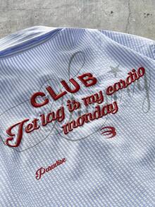 AXEPEAK Young Men's Casual Loose Fit Short Sleeve Striped Woven Shirt - Blue - View 5