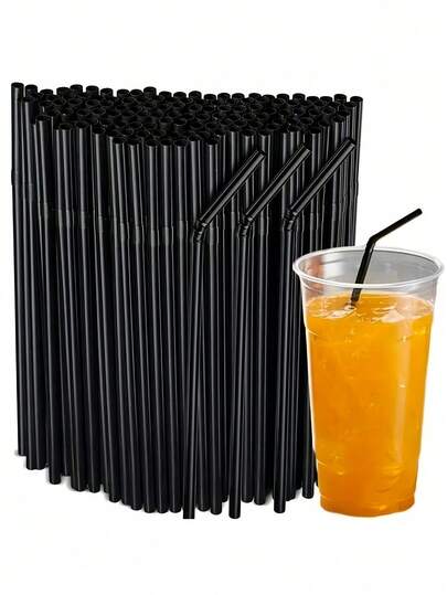 100pcs Black Bendable Straws, Coffee And Stirrers, Drink Accessories, Flexible Bendable Straws For Milkshakes,Bubble Tea, Ice Coffee, For Drinking Suitable For Bars, Clubs, Durable Black Straws, Black Bendable Straws, Coffee And Stirrers, Drink Accessories, Diameter 0.24inch/0.6cm, Suitable For Kitchen, Bar, Club, Drinks, Milk, Soda Water, Party, Restaurants And Home Use,Restaurants And Home Use