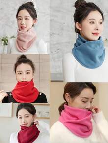 A Multi-Functional Solid-Colored Warm-Colored Scarf, Suitable For Ladies In Autumn And Winter. A Soft And Comfortable Outdoor Travel Scarf With Windproof Function, With A Small Neck Wrap Style, Suitable For Men In Autumn And Winter. A Windproof And Warm Outdoor Cycling Plush Scarf That Covers The Neck And Shoulders - Multicolor - View 6