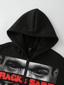 ROMWE MEN Street Life Men's Printed Sweatshirt Sweatshirt, Retro Street Style - Black - View 3