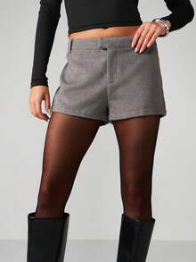 MISSGUIDED High Rise Fitted Wool Blend Mini Shorts Autumn Winter Tailored Formal Bermuda