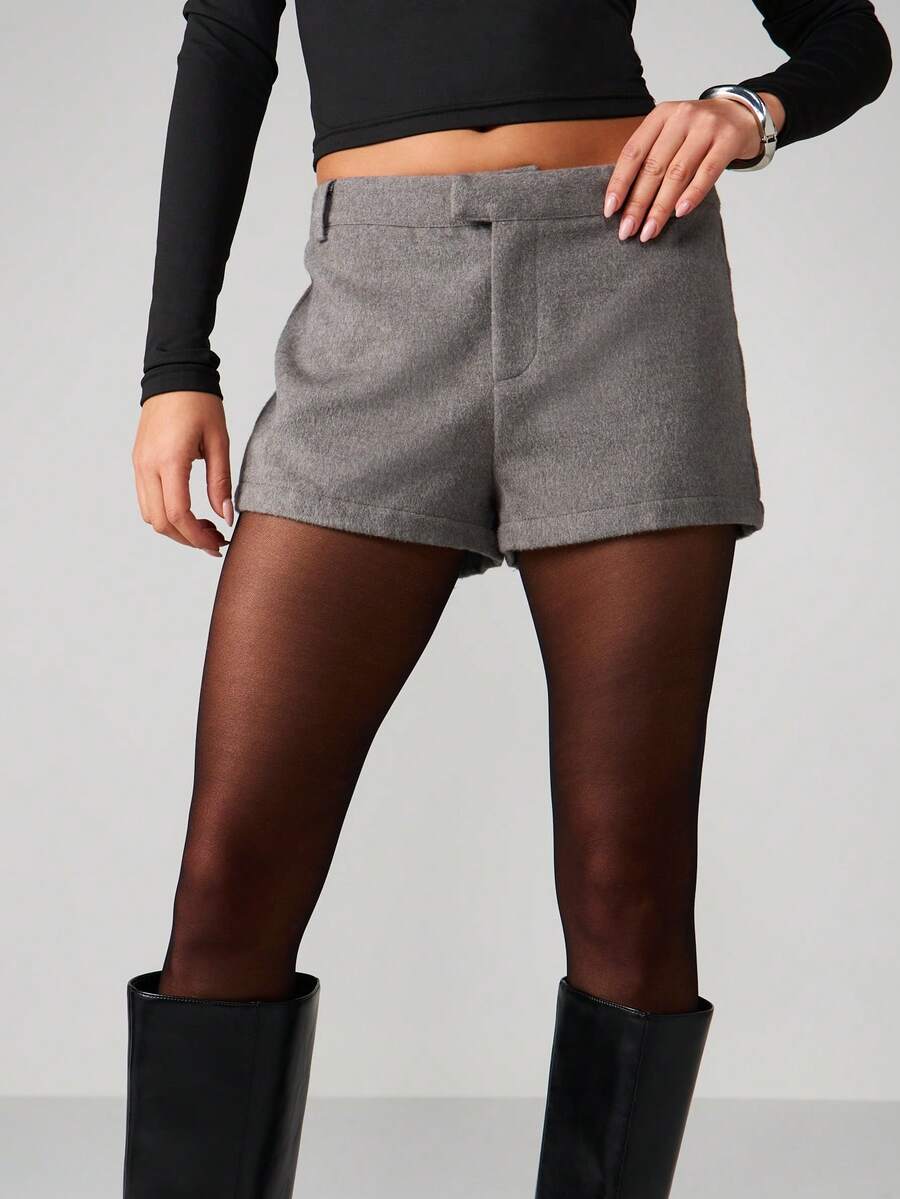 MISSGUIDED High Rise Fitted Wool Blend Mini Shorts Autumn Winter Tailored Formal Bermuda