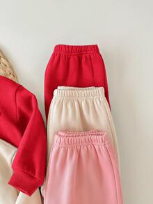 SHEIN Babygirl 可爱卡通图案长袖卫衣套装，秋冬 - 彩色 - 查看 6