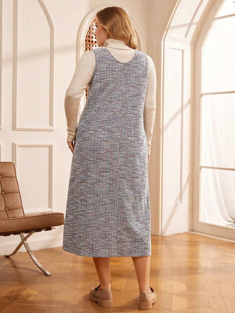 Plus Size Women Casual Pocket Strap Dress Winter Clothes For Women Cozy Fall And Winter Clothes For Women Casual Long Dresses New Year Clothes  Clothes For New Year Elegant Dress Women