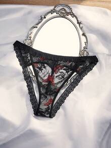 SpicyHot 1pc Mature Red Lace Butterfly Sexy Hollow-Out Series Panty