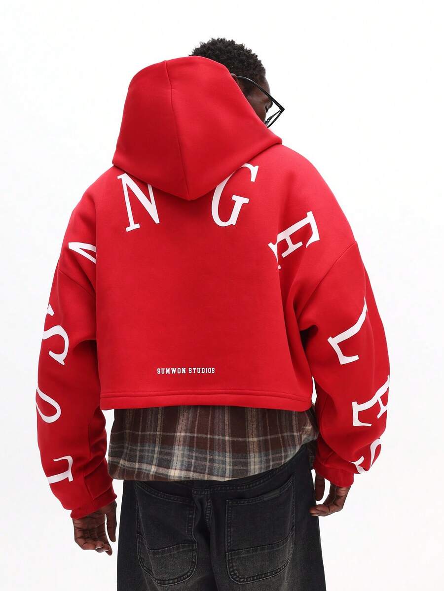 SUMWON Regulärer Oversized Hoodie mit Dropped Shoulder, Kordelzug-Kapuze und Mitteltasche, lässiger Streetwear Pullover Sweatshirt