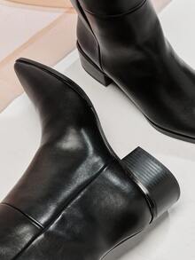 SHUZIA Women Chic Winter Casual Minimalist Point Toe Block Heel Over Knee Boots For Christmas