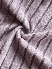 Lazeform Plus Size Knit Ribbed V-Neck Long Sleeve Top & Pants Pajama Set, Winter Clothes - Mauve Purple - View 4