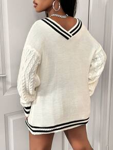 BamGleam Women's V-Neck Printed Casual Knit Sweater, Autumn/Winter