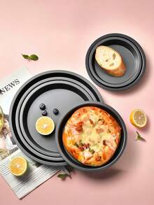 1个/3个/4个 6-10英寸黑色碳钢圆形披萨烤盘 隔热微波炉蛋糕烤盘 饼干托盘 厨房餐厅家用烘焙工具必备 - 彩色 - 查看 1