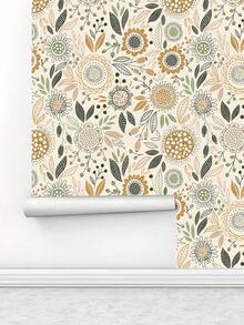 17.7 英寸 * 6.5/9.8 英尺 * 1 件简约波西米亚花卉可撕可贴树叶壁纸，防水可移除，墙贴，家居装饰，墙壁艺术，墙壁装饰，房间装饰，翻新贴纸可撕墙板，墙纸，壁纸，春季装饰品让您的家焕然一新，拉玛装饰贴纸