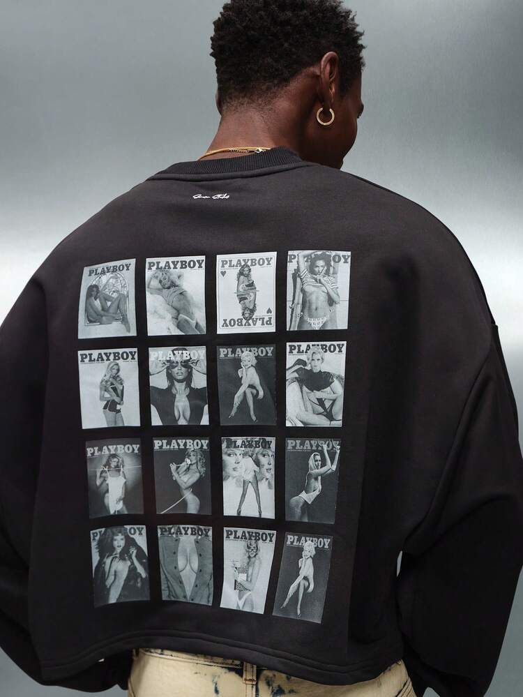 PLAYBOY X SUMWON Long Sleeve Magazine Cover Print Crew Neck Tee