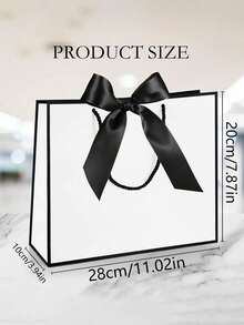 1/5pcs-Landscape-Style Kraft Paper Gift Bags, Shopping Bags, Packaging Bags With Handles, Bow-Decorated Handbags, Trick Or Treat, Halloween, White Large-Capacity Paper Bags, Halloween, Thanksgiving, Christmas, New Year, Wedding, Birthday Gift Packaging Bags - Multicolor - View 31