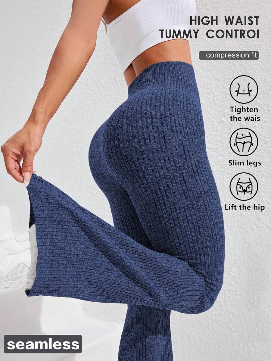 Dewbera 女士高腰喇叭无缝瑜伽紧身裤