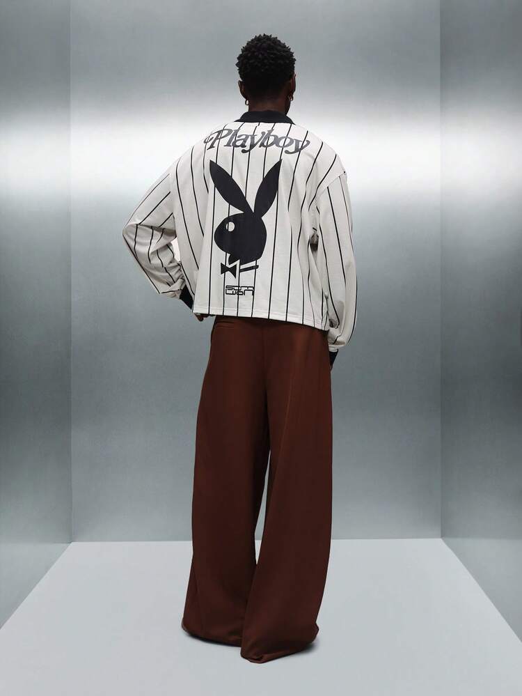 PLAYBOY X SUMWON Polo de manga larga a rayas con logotipo