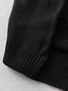 Manfinity EMRG Blogger Stylish Design English Print Men Pullover Sweater, Autumn/Winter Sweater Graphic Men Long Sleeve Knit Y2k Sweater Goth Sweater Grunge Sweater - Black - View 6