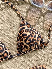 Swim Vcay Bộ bikini hở lưng 3 mảnh họa tiết da báo gợi cảm cho nữ, kỳ nghỉ ở bãi biển - Nhiều màu - Xem 4