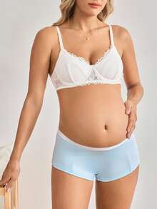 Moonlight&Mama 2 piezas de bragas de maternidad cómodas de talle bajo, diseño de color contrastante de moda en rosa y azul - Multicolor - Ver 6