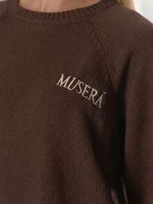 MUSERA Oversized Crew Neck Soft Knit Sweater Jumper Top Only Cosy Cute Casual Coffee Club Evening Party Elegant Spring - Brown - View 6