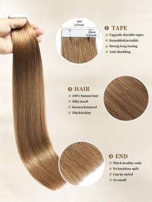 Tape In Hair Extensions 100% Human Hair #6 Light Brown Straight Style In 14-22 Inch Lengths Extensions Silky Seamless Invisible Top Quality Thick Ends Healthy Human Hair Extensions 50g/Pack For Thin Hair And Salon Use - S6 - View 3