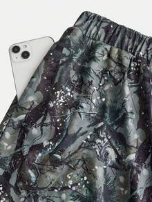 SHEIN Teen Girl Casual Tree Branch Print Drawstring Waist Sweatpants,Back-To-School Loose Wide Leg Camo Graphic Pants,Versatile Daily Wear Basics - Multicolor - View 3