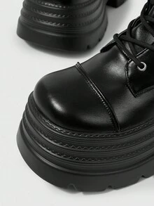 ROMWE Grunge Punk 女式深色朋克哥特式交叉绑带靴，皮革表面派对长靴，带扣带马靴，过膝高筒靴，万圣节