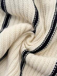 SHEIN Pregnant Women's Striped Tie-Front Knitted Vest And Wide-Leg Knitted Pants Casual Suit, Autumn/Winter