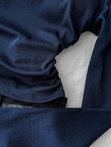 Teen Girls V-Neck Long Sleeve 2 In 1 Shirt Collar Fitted Knit T-Shirt