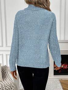 EMERY ROSE Suéter casual de mujer de cuello alto y manga raglán de unicolor, otoño/invierno