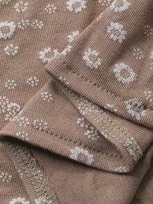 DAZY Váy ngủ nữ không tay cổ bèo nhún họa tiết hoa nhỏ xinh xắn - Màu Khaki - Xem 8