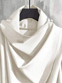 Manfinity Homme 男士时尚休闲纯色夹克连衣裙 男士白色长款卡夫坦长袍 男士白色连帽长衫 男士白色卡夫坦长袍 男士垂褶白色上衣 白色宽松男士上衣 - 米色 - 查看 4