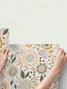 17.7 英寸 * 6.5/9.8 英尺 * 1 件简约波西米亚花卉可撕可贴树叶壁纸，防水可移除，墙贴，家居装饰，墙壁艺术，墙壁装饰，房间装饰，翻新贴纸可撕墙板，墙纸，壁纸，春季装饰品让您的家焕然一新，拉玛装饰贴纸