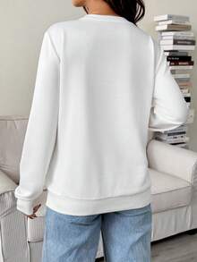 SHEIN Maternity Cherry Embroidery Crew Neck Long Sleeve Sweatshirt Cute Long Sleeve Top Women Long Sleeve Top Pregnancy Shirts Maternity Clothes T Shirts Breastfeeding Shirt