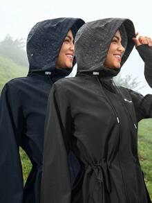 In My Nature 2 piezas Chaqueta impermeable larga con capucha para invierno y exterior, con cintura ajustable para mujeres, adecuada para acampar, senderismo y transporte urbano - Multicolor - Ver 13