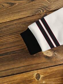 SHEIN Playful Pals 1 套年轻男孩休闲时尚运动风格“California 23”字母图案长袖圆领运动衫和运动裤套装，适合外出、运动和上学，秋冬季 - 彩色 - 查看 5