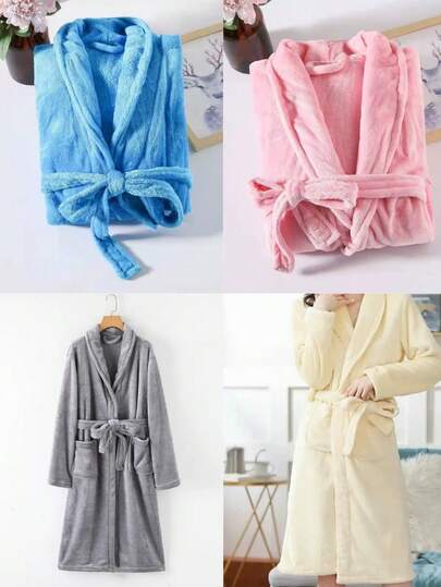 秋冬女士毛绒浴袍，加厚珊瑚绒，超柔软吸水，加大码居家酒店泳池睡袍，舒适睡衣