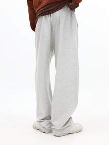 SUMWON 舒适宽松棉质运动裤，抽绳腰带，休闲居家穿着，纯色 - 灰色 - 查看 5