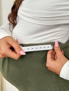 SHEIN Pantalones casuales rectos, sueltos y cómodos de cintura alta y unicolor para mujeres embarazadas - Verde - Ver 6